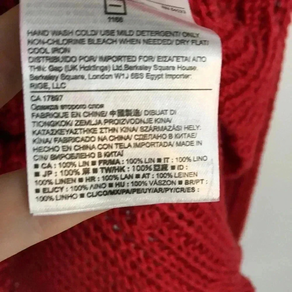 Banana Republic Linen Red Knit V Neck Sweater - Picture 6 of 8